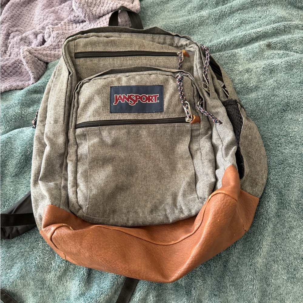 JanSport Heather Gray and Tan Backpack